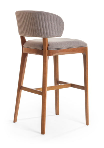 Banqueta Ester Madeira Damasco Assento Tecido AA60