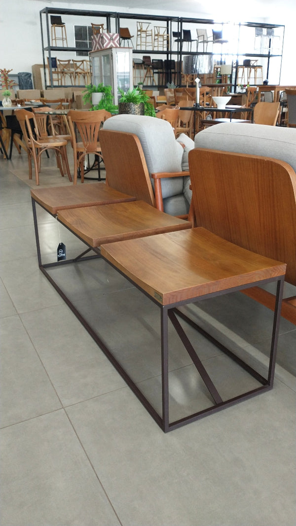 Ambiente 3 com Banco Lumber 3 Lugares 150x40cm Ferro e Madeira