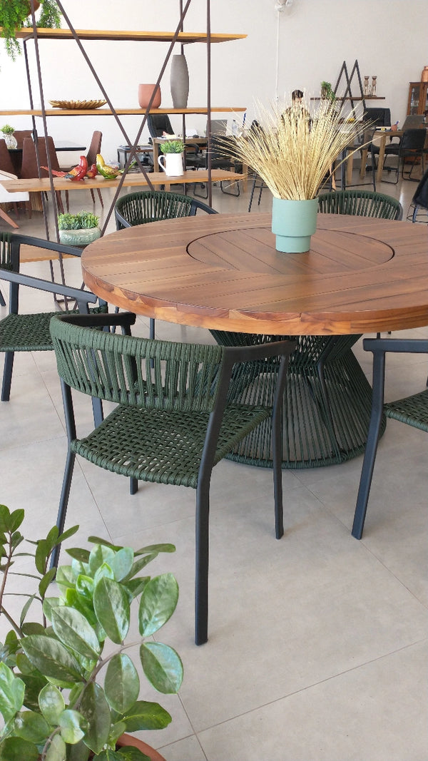 Ambiente 2 com Silla de Aluminio Negro con Cuerda Náutica Verde Musgo