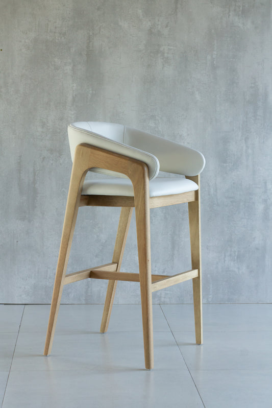 Banqueta Lorena Madeira Damasco Assento Tecido AQ8014