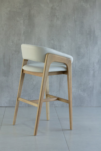 Banqueta Lorena Madeira Damasco Assento Tecido AQ8014