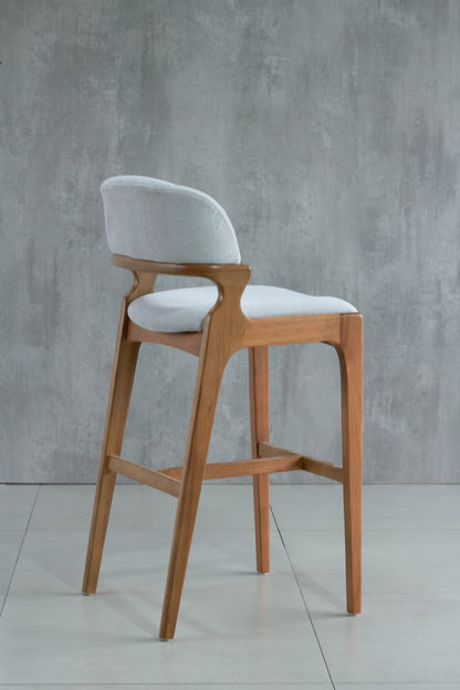 Banqueta Cora Madeira Damasco Assento Tecido AQ2003