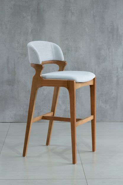 Banqueta Cora Madeira Damasco Assento Tecido AQ2003