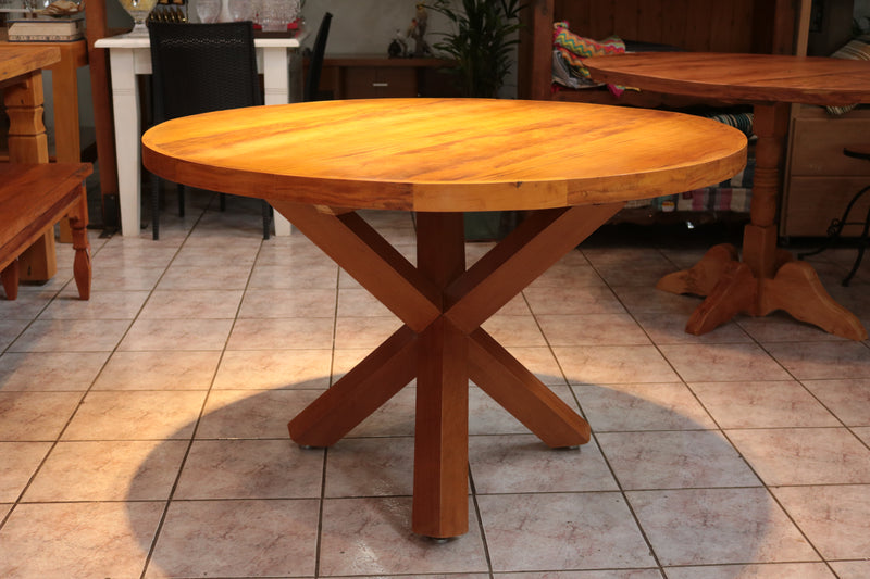 Tampo de Mesa de Jantar Redondo Frisado 120cm Madeira Maciça