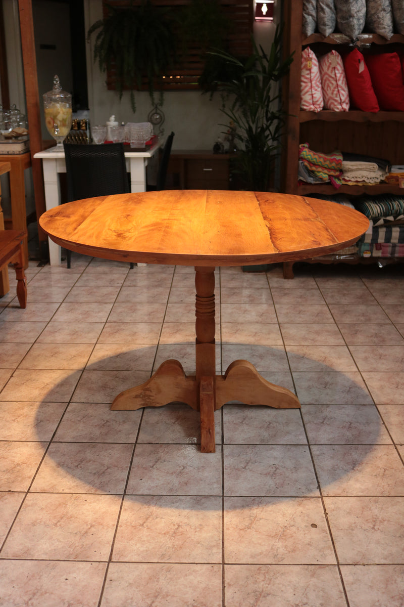 Tampo de Mesa de Jantar Redondo Frisado 120cm Madeira Maciça