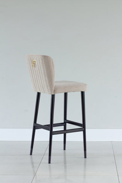 Banqueta Moana Madeira Ebano Detalhe Dourado Assento Estofado BS 710