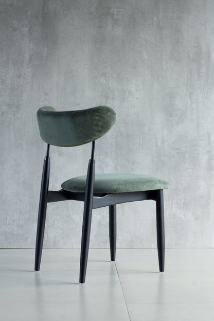 Cadeira Lais Madeira Ebano Metal Preto Assento e Encosto Estofado Tecido AA9004