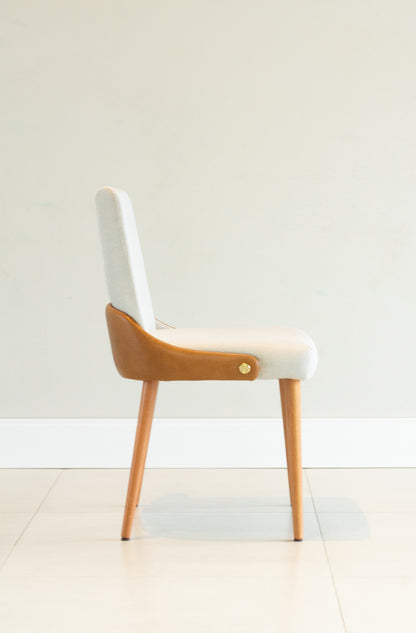 Isis Chair with Hexagonal Straw Backrest, Natural Wood, Upholstered Fabric Seat BR6000