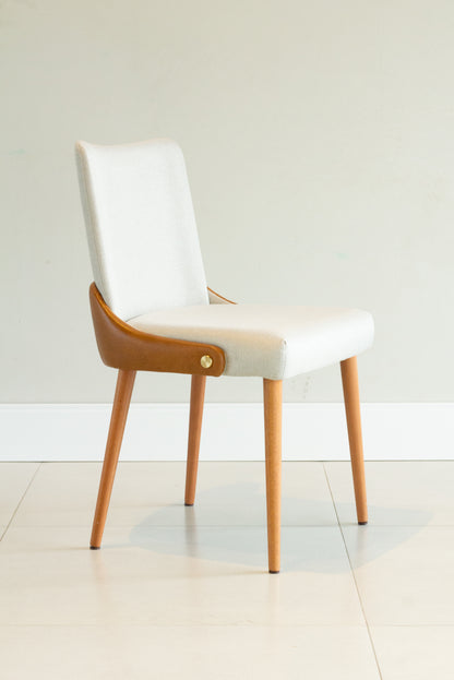 Isis Chair with Hexagonal Straw Backrest, Natural Wood, Upholstered Fabric Seat BR6000