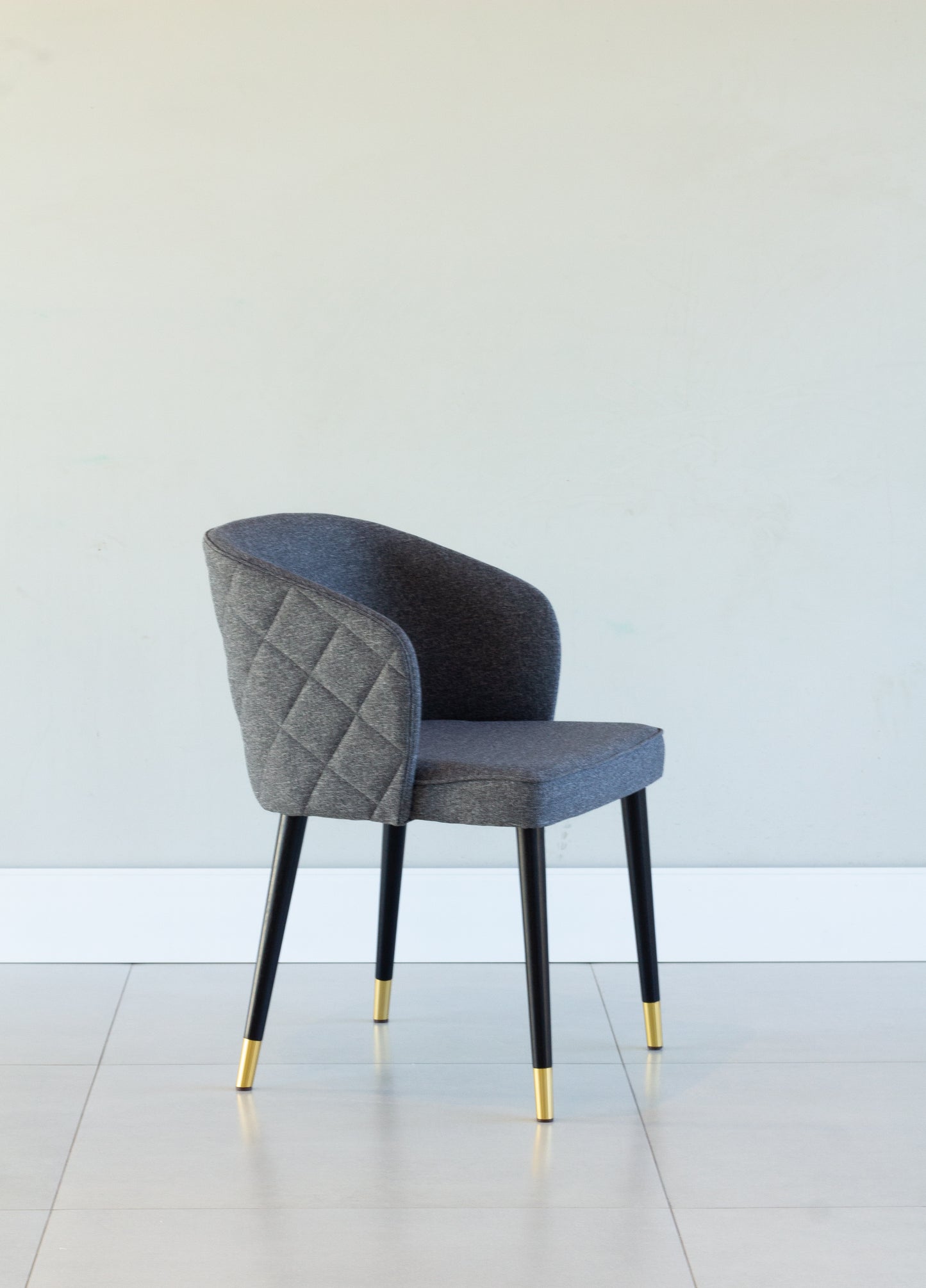 Luna Chair Matte Black Wood Upholstered Seat Fabric BR6020 with Gold Tip