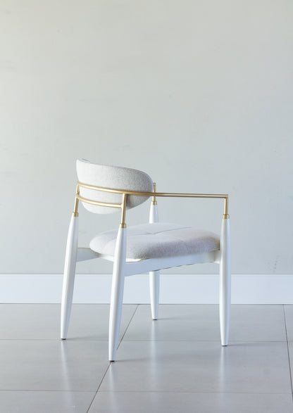 Silla Adara con Brazo Madera Asiento de Metal Negro Mate Dorado Tapizado Tela BR6000