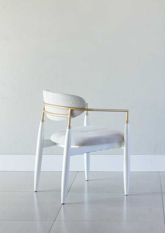 Silla Adara con Brazo Madera Asiento de Metal Negro Mate Dorado Tapizado Tela BR6000