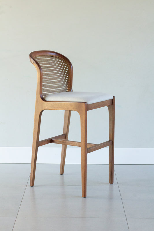 Banqueta Isis Madeira 60 Assento Tecido AB1020