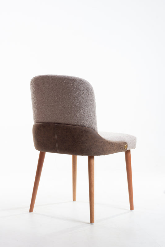 Isis Chair with Hexagonal Straw Backrest, Natural Wood, Upholstered Fabric Seat BR6000
