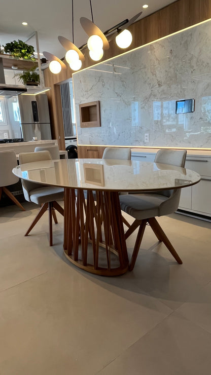 Mesa de Jantar Aero Oval Madeira Cor Cinamomo 58 180x110cm