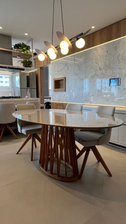 Mesa de Jantar Aero Oval Madeira Cor Cinamomo 58 180x110cm