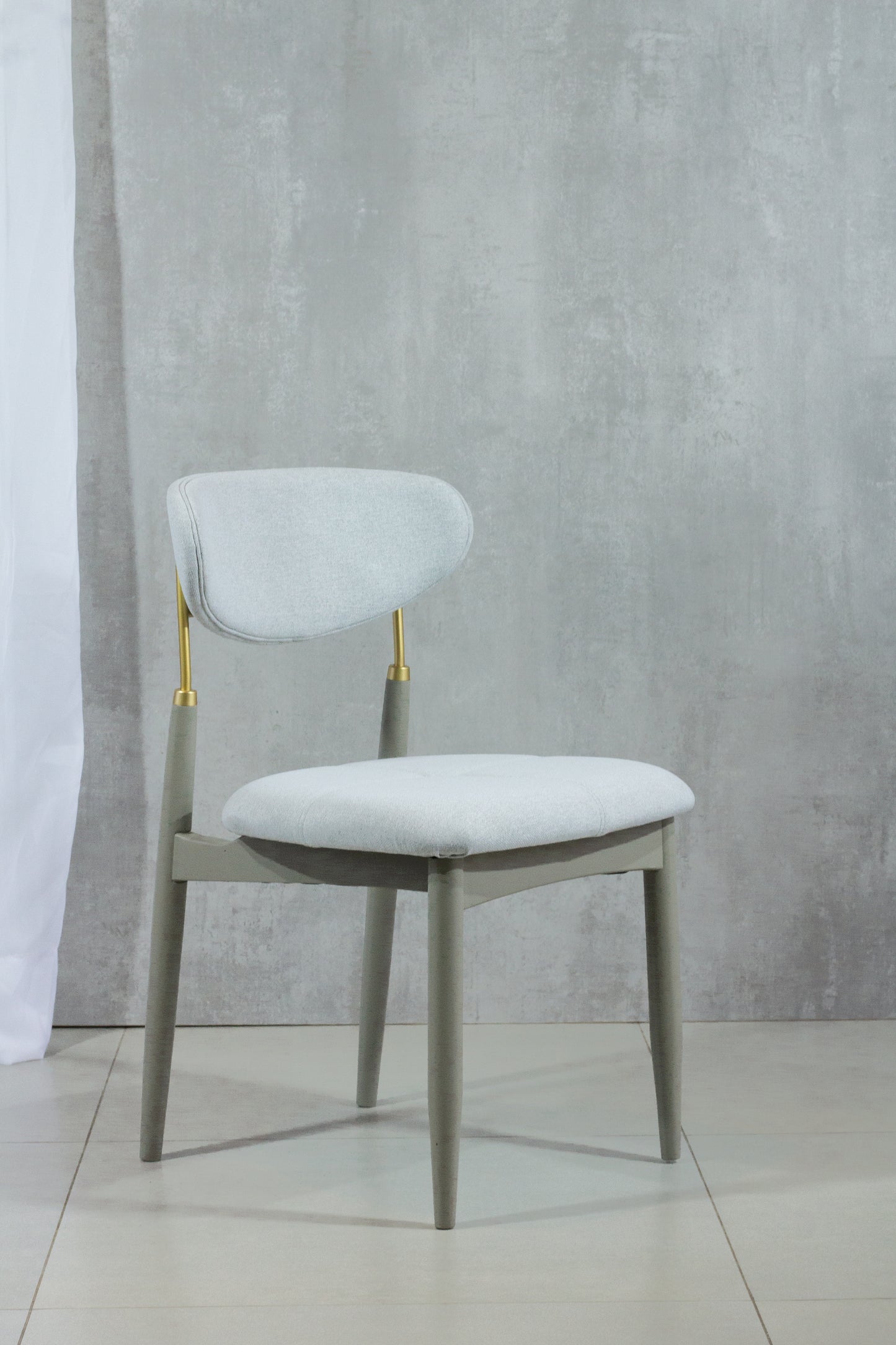 Silla Adara Madera Natural Metal Asiento Tapizado Tela BR6000