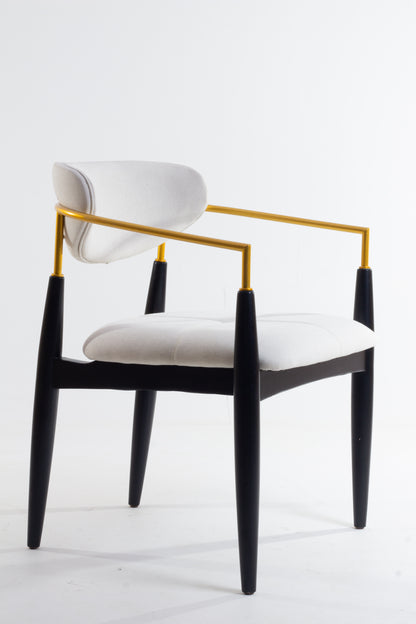 Silla Adara con Brazo Madera Asiento de Metal Negro Mate Dorado Tapizado Tela BR6000