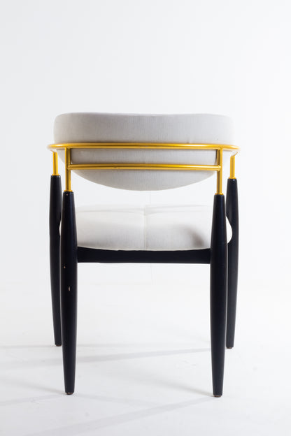 Silla Adara con Brazo Madera Asiento de Metal Negro Mate Dorado Tapizado Tela BR6000