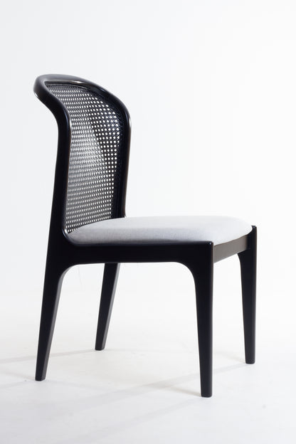 Isis Chair with Hexagonal Straw Backrest, Natural Wood, Upholstered Fabric Seat BR6000