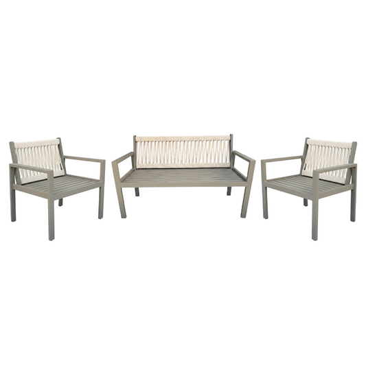 Apex Solid Wood Bench Set with Black Nautical Rope