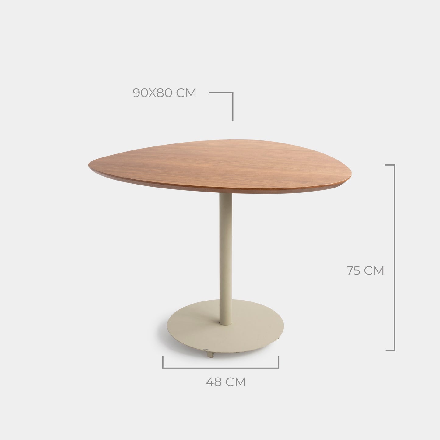 Mesa de Jantar Orgânica Laminada Cor Atlântica Alumínio Cor Taupe 90x80cm