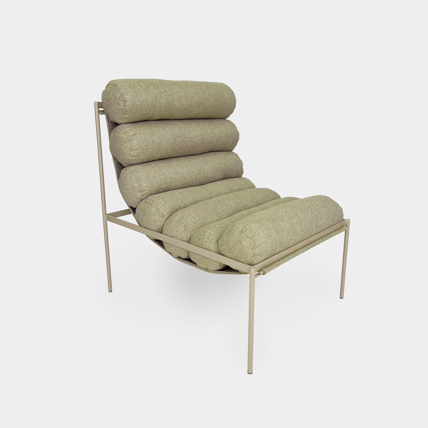 Sillón Rolls Aluminio Color Topo Respaldo y Asiento Tapizado en Tela Vat Salvia Oscuro