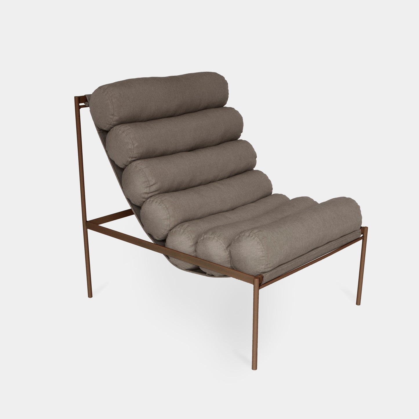 Sillón Roller de Aluminio Marrón Respaldo y Asiento Tapizado en Tela Sarga Grotto