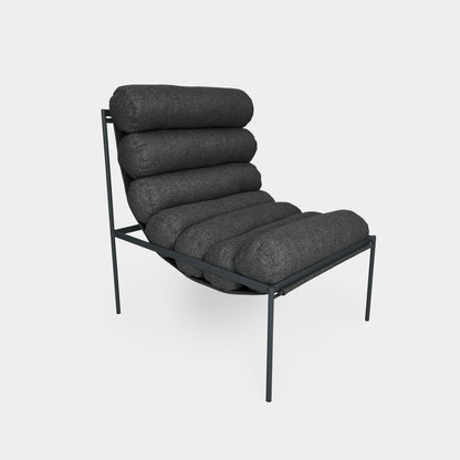 Sillón Rolls Aluminio Color Negro Respaldo y Asiento Tapizado Tela Plomo Cuba