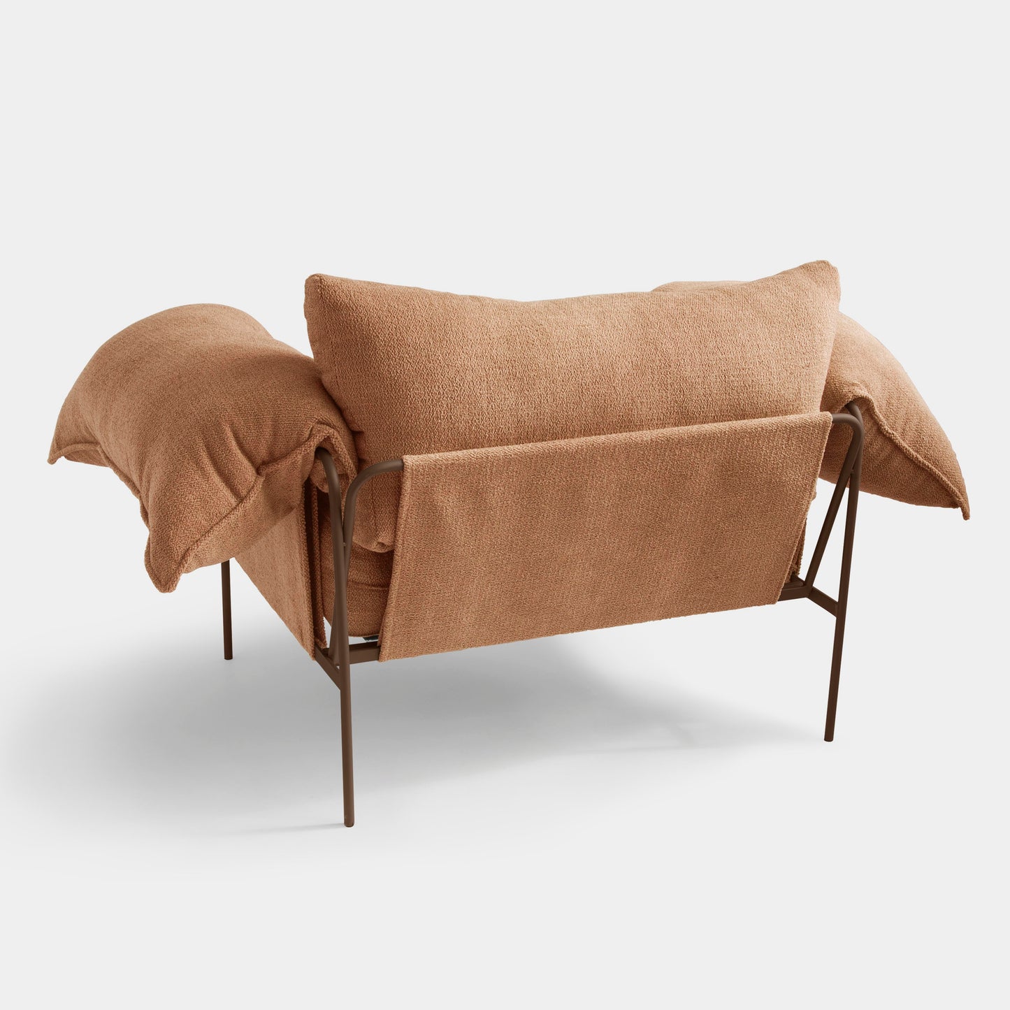 Aluminum Wing Armchair Brown Color Backrest and Seat Upholstered Loop Autumn Fabric