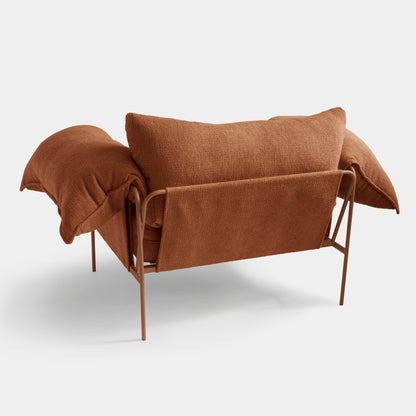 Aluminum Wing Chair, Terracotta Color, Backrest and Seat Upholstered in Terracotta Loop Fabric