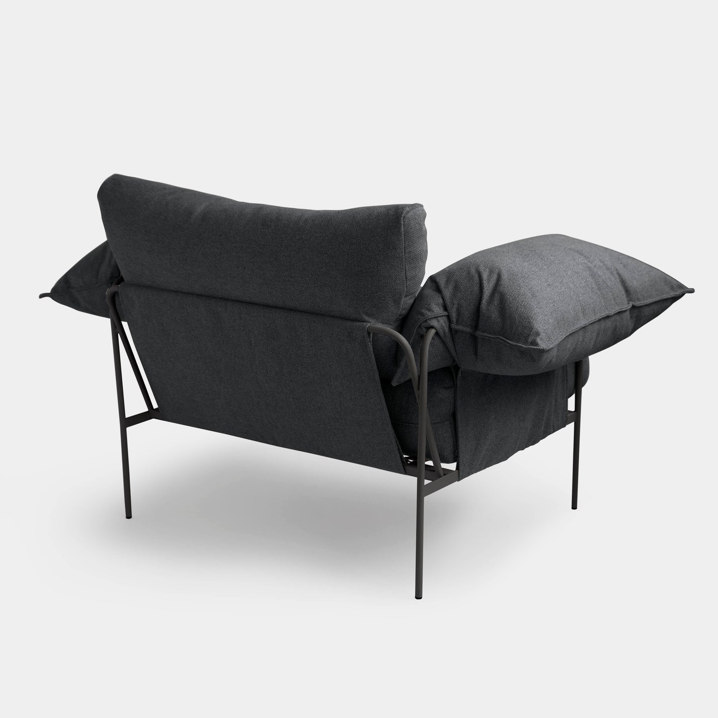 Sillón Orejero Color Aluminio Respaldo y Asiento Tapizado Tela Plomo Cuba