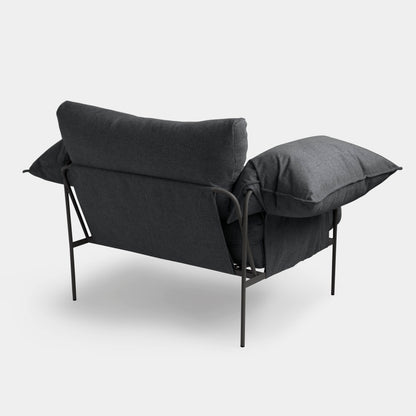 Sillón Orejero Color Aluminio Respaldo y Asiento Tapizado Tela Plomo Cuba