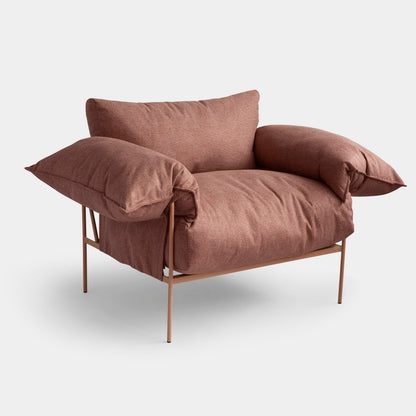 Sillón Orejero de Aluminio Color Terracota Respaldo y Asiento Tapizados en Tela Figo Vat