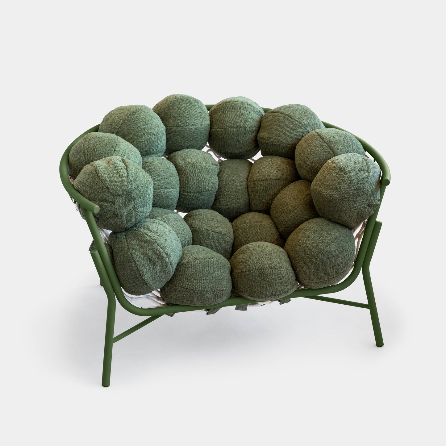 Sillón Gude de Aluminio Color Verde Respaldo y Asiento Tapizado en Tela Lazo Verde Té