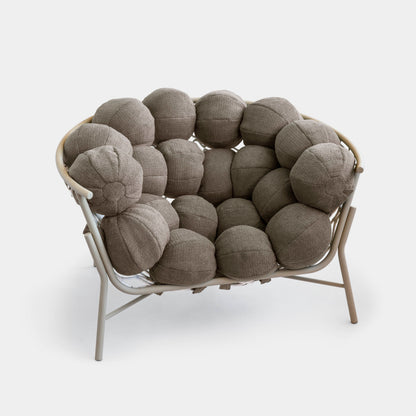 Sillón Gude de Aluminio Color Topo Respaldo y Asiento Tapizado en Tela Flint Loop