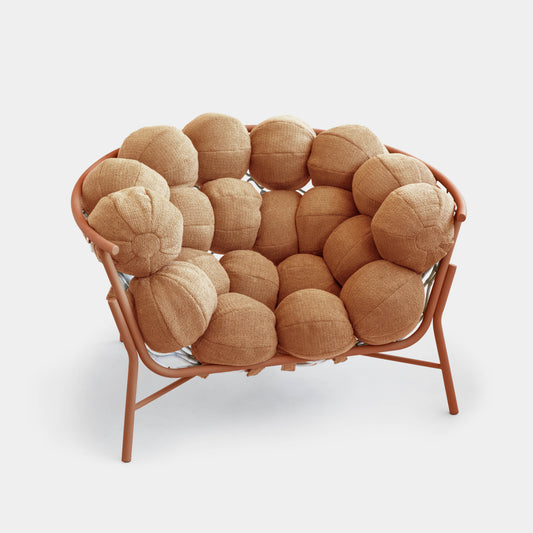 Poltrona Gude Alumínio Cor Terracota Encosto e Assento Estofado Tecido Loop Outono