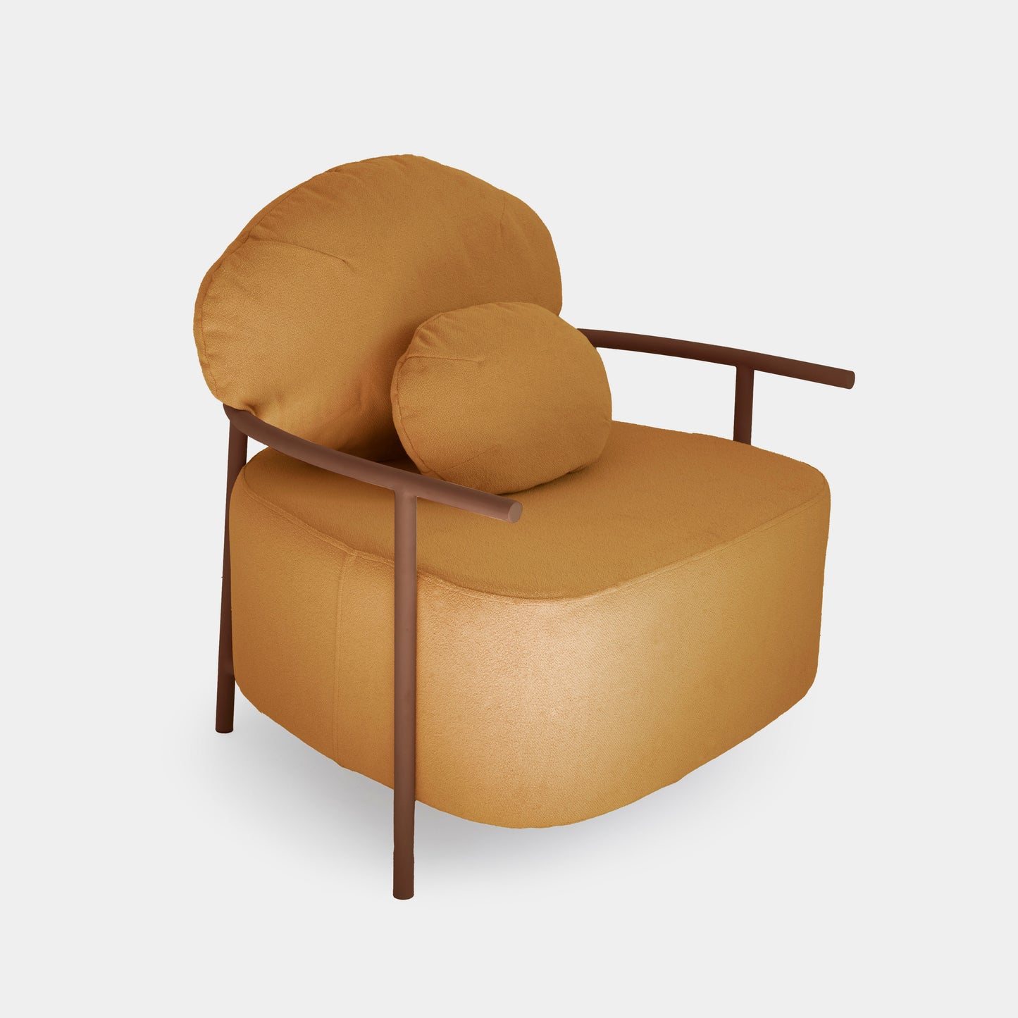 Sillón Lajedo de Aluminio Color Marrón Respaldo y Asiento Tapizados Tela Alba Ámbar