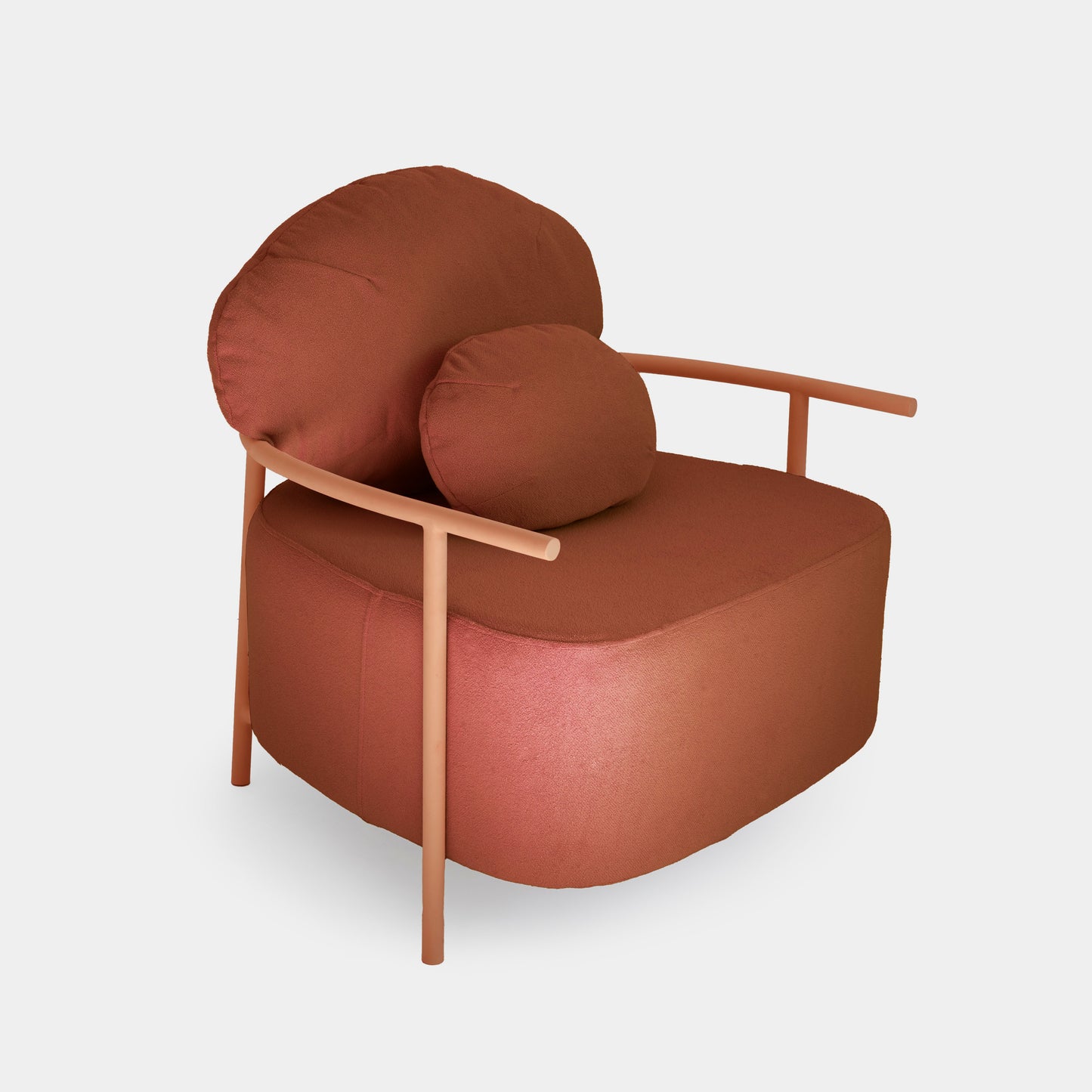 Lajedo Aluminum Armchair, Terracotta Color, Backrest and Seat Upholstered in Alba Rust Fabric