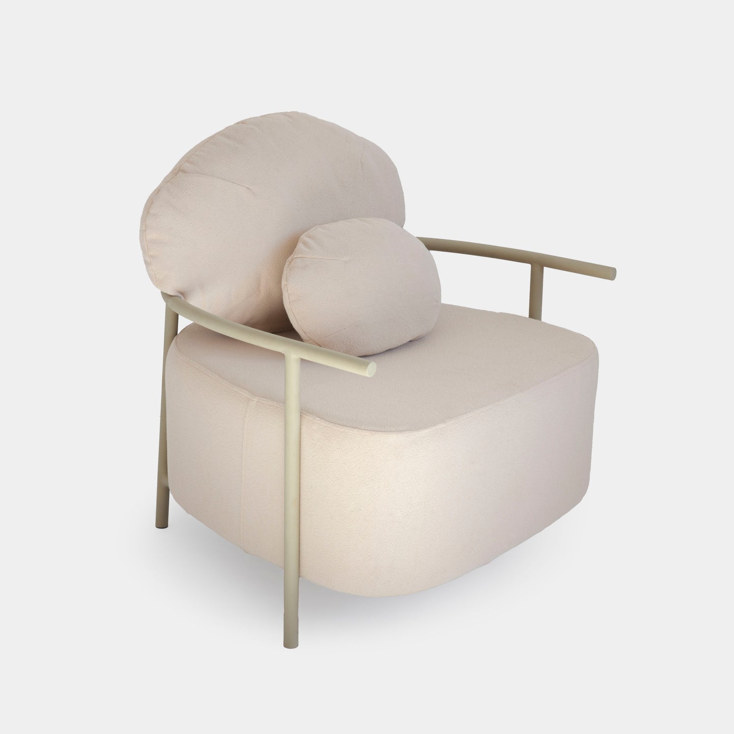 Lajedo Aluminum Armchair Taupe Color Backrest and Seat Upholstered Alba Linen Fabric