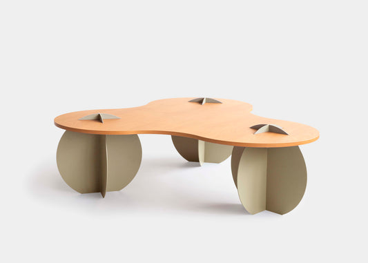 Mesa de Centro Gomos Laminada Cor Atlântica Aço Cor Taupe