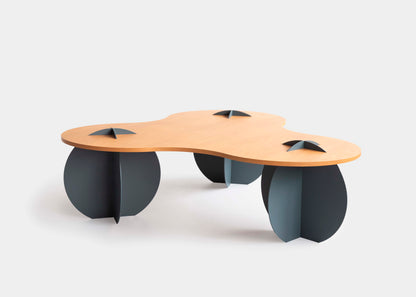 Gomos Laminated Coffee Table in Atlantic Color Steel in Mist Blue Color
