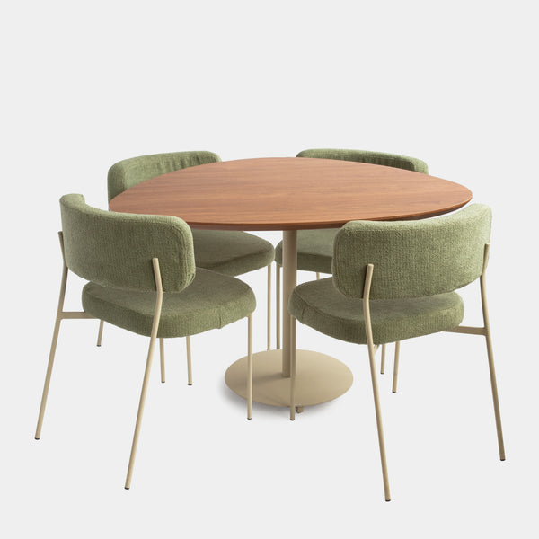 Ambiente 4 com Organic Laminated Dining Table Atlantic Color Aluminum Terracotta Color 120x110cm