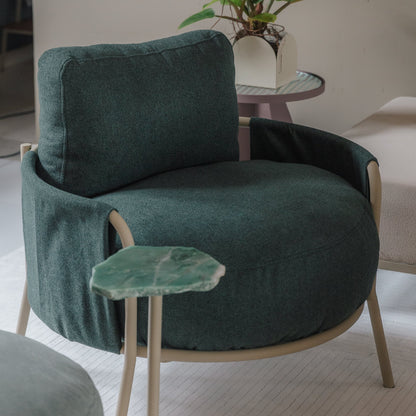 Sillón Luden Aluminio Color Topo Respaldo y Asiento Tapizado Tela Capri Nube