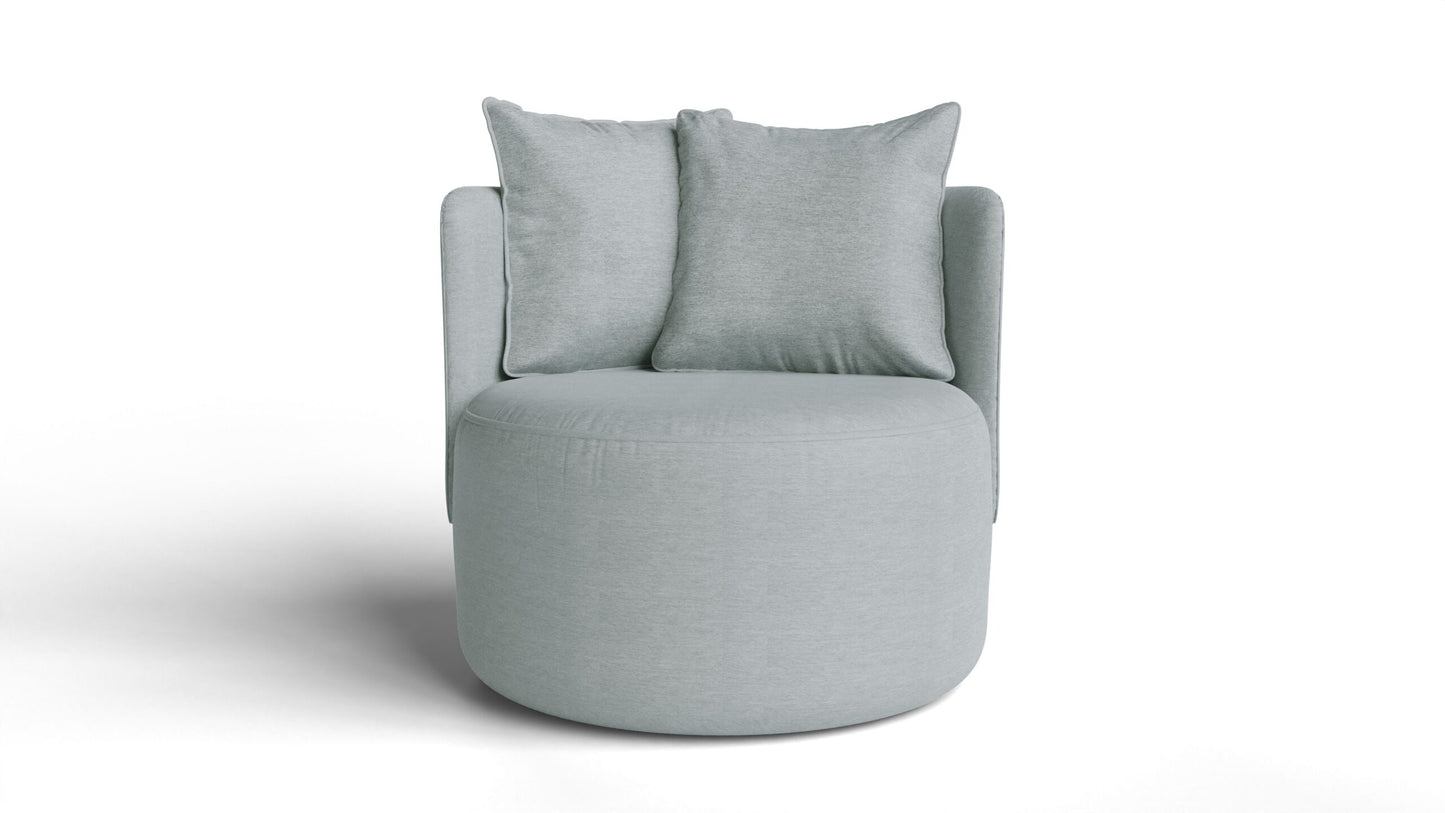 Sillón Luna Base Giratoria Tapizado Lino Zafiro AA346