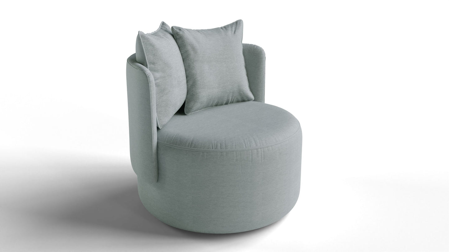 Sillón Luna Base Giratoria Tapizado Lino Zafiro AA346