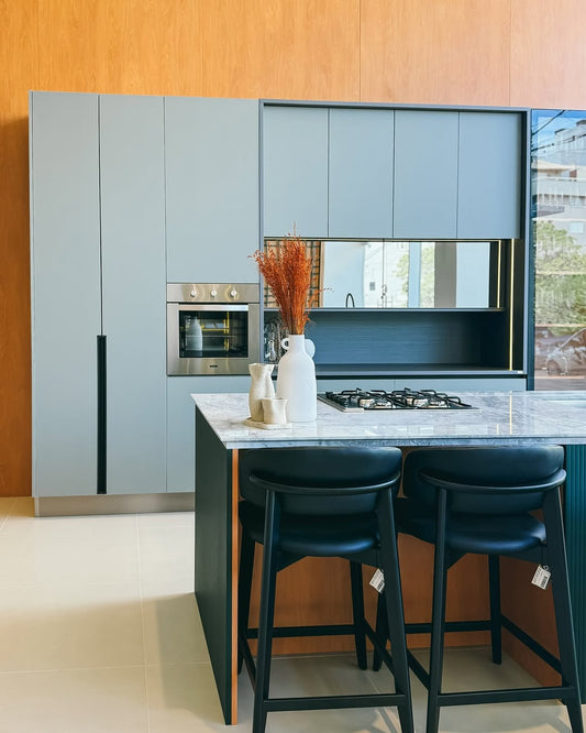 Monic Almond Wood Stool Upholstered Backrest and Seat in Leatherette Fabric 534