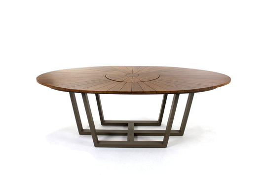 Mesa Ovalada Diamantina con Plato Giratorio 230x120cm Madera Cumarú