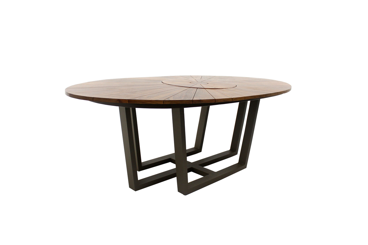Mesa Ovalada Diamantina con Plato Giratorio 230x120cm Madera Cumarú