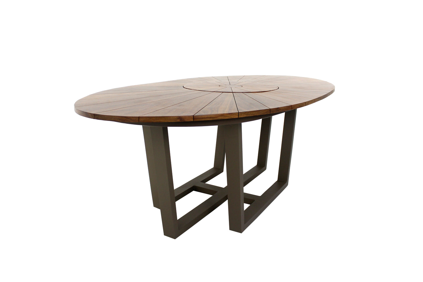 Mesa Ovalada Diamantina con Plato Giratorio 230x120cm Madera Cumarú